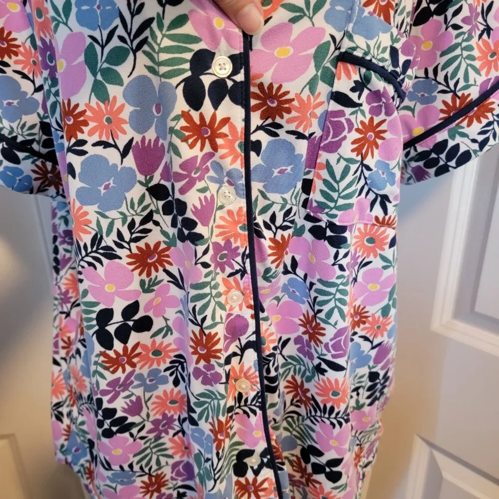 Kate Spade New York Black Label Spring Floral Pajama Top Short Sleeve